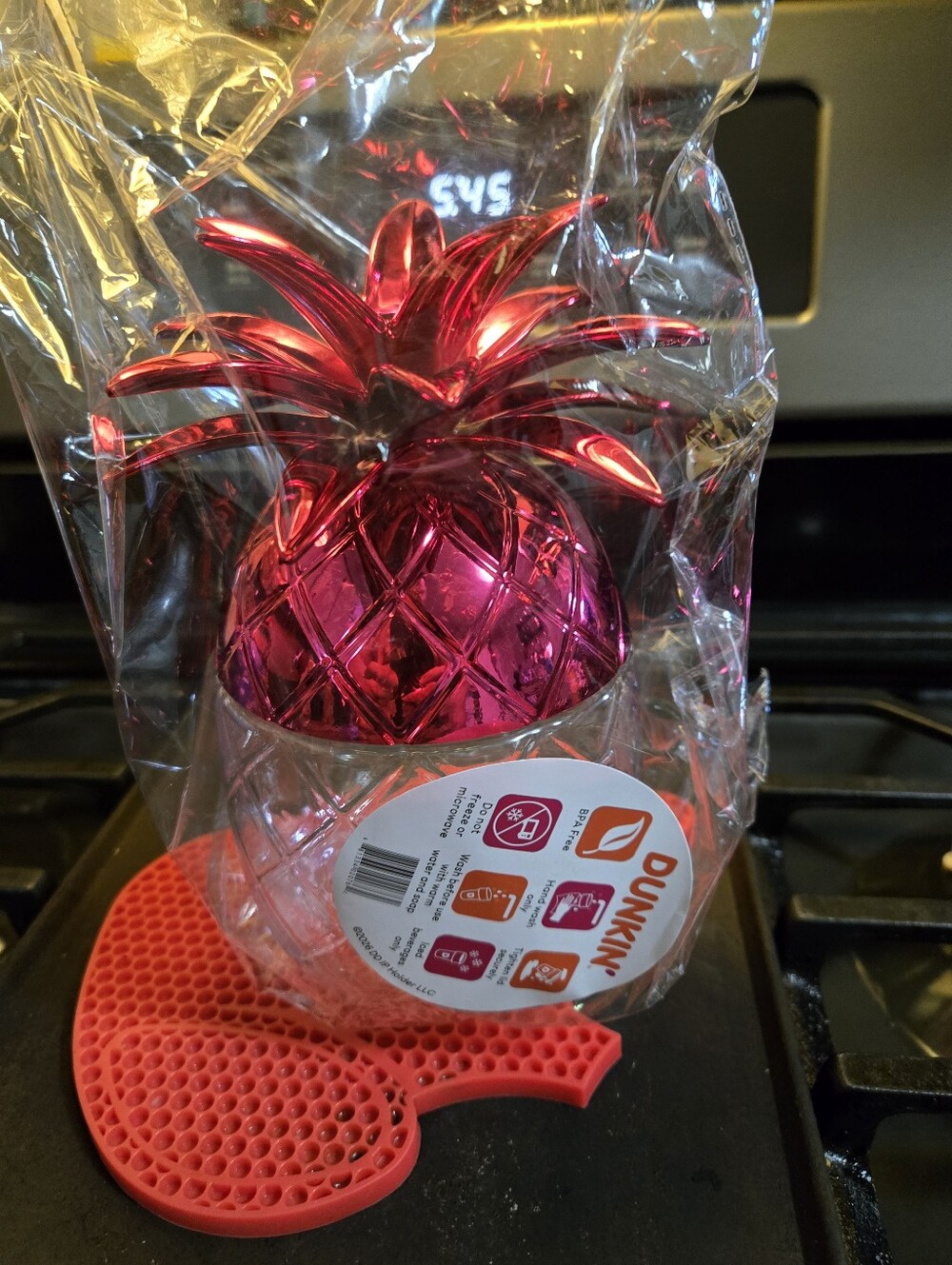 Dunkin Pineapple Tumbler - Metallic Pink Top Clear Base